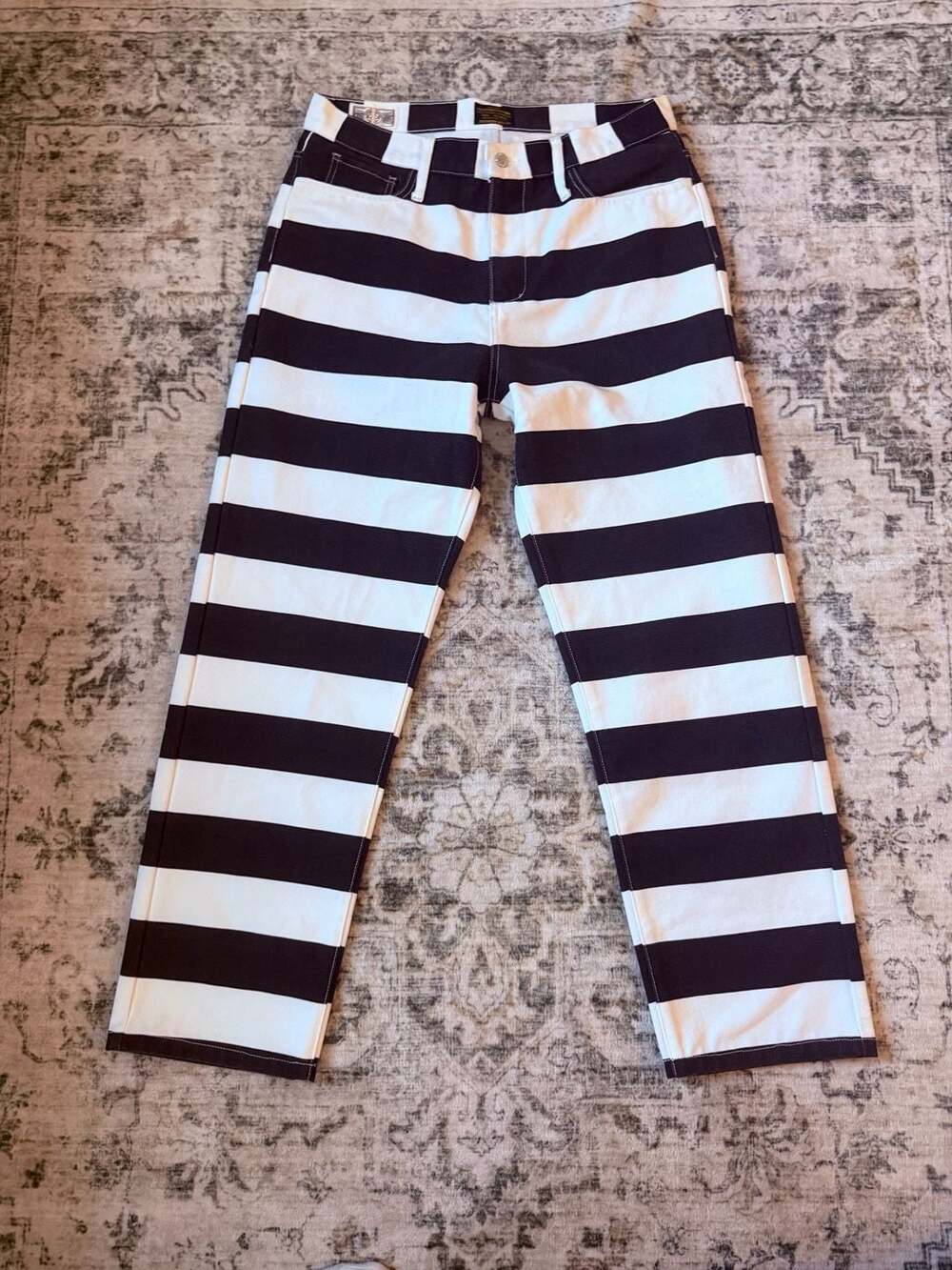 Okonkwo Striped Pants Size XL Black White Cotton